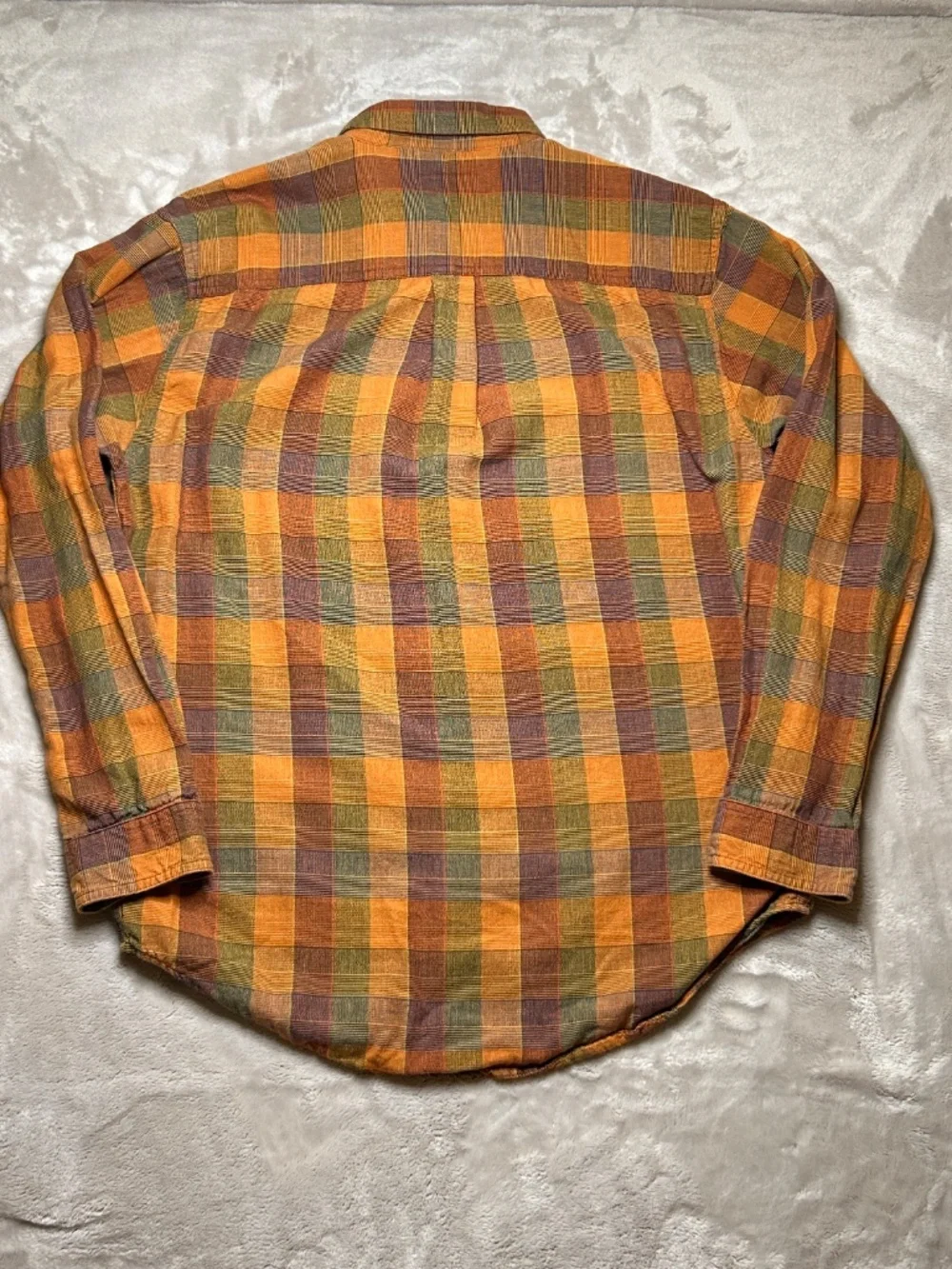 The Territory Ahead Shirt Mens M Plaid Textured Long Sleeve Orange Green - Picture 7 of 9
